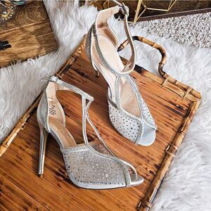 New Lauren Lorrine Sliver Rhinestone Sexy Party Heels